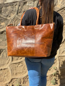 Sac fourre-tout en cuir véritable fait à la main pour femmes, sac de Shopping élégant décontracté grande taille, meilleur cadeau pour les femmes - Product Image 4