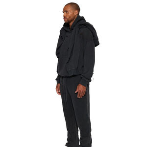 Sweat-shirts à capuche pour hommes de style OEM, délavés à l'acide, effet usé, logo personnalisé, coupe ample, décontractés, pour l'extérieur, pour l'hiver - Product Image 3