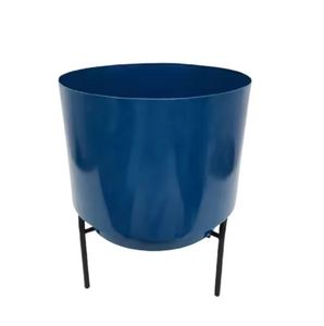 Maceta de Metal azul brillante, soporte negro, maceta de suelo de hierro de Zinc hecha a mano para decoración interior de jardín para aniversario, nuevo aniversario de Zinc - Product Image 1