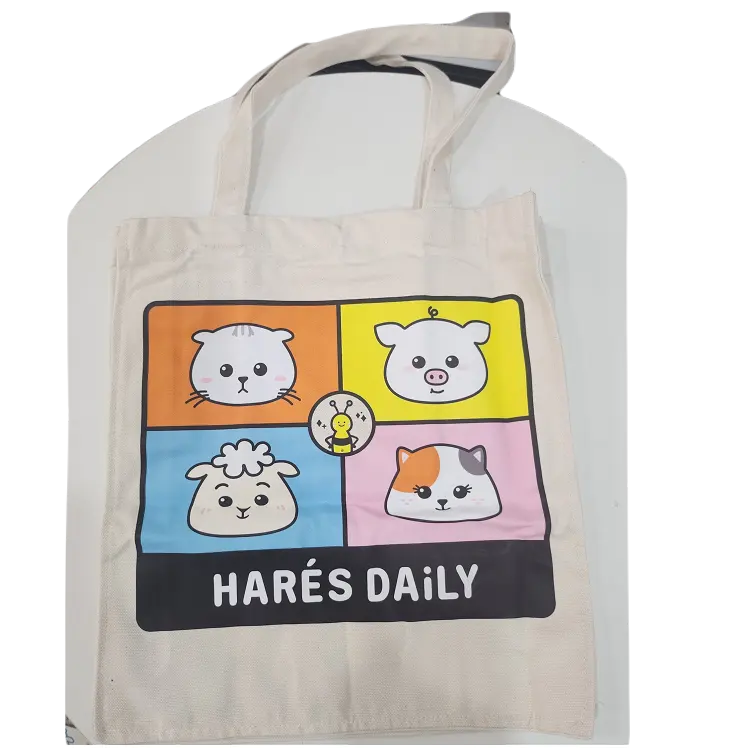 Available stock - Cute printing soft Canvas Tote Bag one small pocket inside with logo customize printing and free design from V