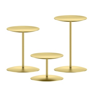 Bougeoirs de Noël en métal doré exportateur Ensemble de 3 centres de table Idéal pour les bougies LED Pilier Décoration de table - Product Image 1