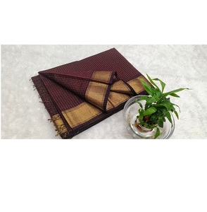 Sari en soie et coton Maheshwari de qualité supérieure, authentique, tissé à la main, pour les fêtes et les occasions traditionnelles, sari pour femmes - Product Image 6