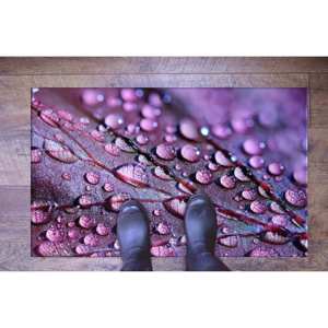 Purple Leaf and Water Drops Printed <b>Rug</b> - Modern Kitchen & Living Room Decor,<b>Chenille</b> <b>Rug</b> - Product Image 5