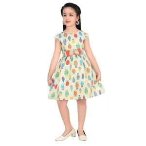 Factory Sale Buy Fashionable Designer Girls Frock 100% Cotton Frocks for Summer Special Girls Dress Flower Printed Party Wear