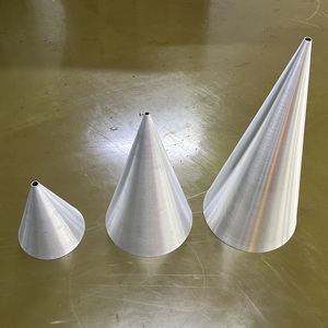 Cono de Aluminio <span class=keywords><strong>1060</strong></span> Personalizado para Hilado |   Altura máxima 710 mm |   Fabricación de Conos Metálicos OEM |   Anodizado/Pintado en Polvo |   Certificado ISO9001 - Product Image 5