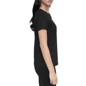 Camiseta de manga corta con abertura de algodón de verano para mujer, camiseta informal de moda ajustada, tela de Jersey, diseño comprimido para impresión personalizada - Product Image 3