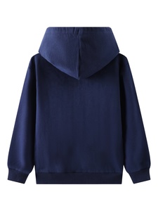 Sweat-shirt à capuche unisexe bleu marine 100% coton French Terry décontracté à fermeture éclair coupe classique avec poche pour l'automne - Product Image 2