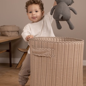 Bolsa Organizadora para Carrinho de Bebê em Algodão, Armazenamento para Berço, Bolsa de Fraldas para Recém-Nascidos, Balde Cilíndrico Portátil com Estampa de Urso - Product Image 4