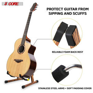 Support de guitare en bois à 5 brins, type A, avec bras en mousse souple et patins en caoutchouc pour guitare acoustique, électrique, basse et ukulélé - Product Image 5