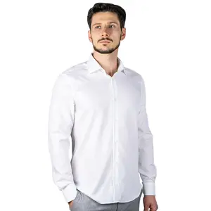 Men shirt in 100% NO-IRON high quality cotton white royal oxford following the Made in Italy tradition export