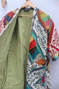 Cut Work Kantha <b>Jacket</b>, Handmade Kantha <b>Jacket</b>, Patchwork <b>Jacket</b>, Embroidery <b>Jacket</b>, <b>Kimono</b> <b>Jacket</b>, Quilted <b>Jacket</b>, Style Coat - Product Image 3