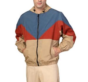 Veste coupe-vent à blocs de couleur personnalisée, demi-zip, coupe-vent, légère, en nylon pour homme - Product Image 1