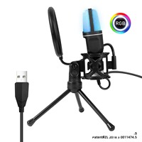 Microfono a Condensatore USB RGB con Supporto Antiurto per Streaming, Gaming, Podcast e Registrazione Vocale su Computer Desktop