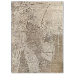 พรมขนสัตว์ถักมือสีเบจน้ำตาล Entropy รุ่น AKWT-1130 ลายAbstract Boho พรมปูพื้นนุ่มฟูสำหรับบ้าน รูปทรงสี่เหลี่ยมผืนผ้า พรมปูทางเดิน พรมปูห้อง - Product Image 1