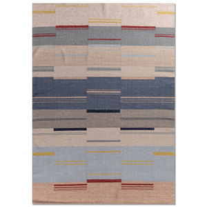 Indusbar ADWL-1262 Grey Black Flat Weaves Wool <b>Rug</b> Geometric Abstract Rectangle Striped Design for Home Floor <b>Jute</b> Room <b>Rug</b> - Product Image 1