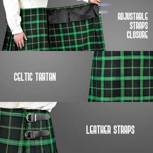 Kilts pour hommes en motif tartan irlandais, mélange acrylique et laine 16oz, boucles en cuir véritable inoxydables, anti-plis 2026 - Product Image 3