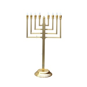 Candelabro de Menorah Chapado en bronce de 7 ramas de estilo Vintage para ceremonia religiosa y decoración del hogar candelabro de Hanukkah de Metal adornado - Product Image 5