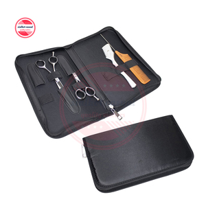 Estuche con cremallera para tijeras de cuero, estuche de cuero genuino para peluquero, estilismo para el cabello, 3 peines, con cremallera, Logo personalizado - Product Image 1