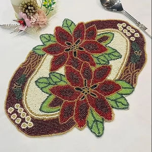 แผ่นรองจานลูกปัดกลมสำหรับโต๊ะอาหารตกแต่งคริสต์มาสงานเลี้ยงสังสรรค์ในครอบครัว - Product Image 1