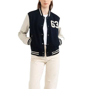 Veste universitaire en peau de mouton respirante de haute qualité pour femme, avec logo personnalisé sur le devant, style streetwear, pour l'extérieur, prix de gros - Product Image 1