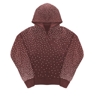 Sudadera con capucha de forro polar premium con pedrería, unisex, cálida, con diseño de cristales brillantes, ideal para pedidos al por mayor en boutiques. - Product Image 2