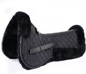 Sous-selle demi-tapis en laine d'agneau, entièrement doublé en laine mérinos, avec soutien dorsal clair, pour chevaux à garde haute, pour dressage et saut d'obstacles - Product Image 1