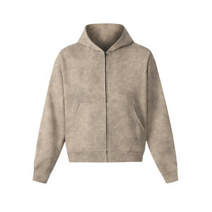 Nouveaux sweats à capuche à fermeture éclair pour hommes élégants lavage à l'acide 100% coton fuit poids lourd 450gsm sweats à capuche pour hommes taille confortable et personnalisation - Product Image 4