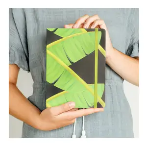 LABON A5 Chunky Banana Leaf Notebook Soft Cover Lined Pages Journal With Elastic Closure