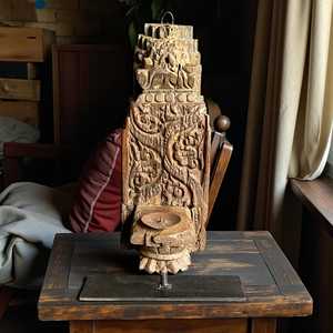 Corbeille murale en bois massif vintage indien, sculptée à la main, durable, décoration murale architecturale, style rustique antique, intérieur de maison, assortiment 1 - Product Image 1