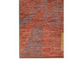 Tapis en laine noués à la main Blythe, motif abstrait rouge et orange, grande surface 9x12 pour entrée de maison, style Kilim - Re-1616 - Product Image 4