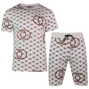 Ensemble de shorts décontractés pour hommes, nouveau pour l'hiver, avec t-shirt à manches courtes en velours, 100% coton, vêtements de sport, haut et shorts - Product Image 3