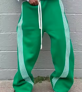 Logo personnalisé pour hommes Pantalon de survêtement droit en coton épais Streetwear décontracté jambe large Baggy Jogging pantalon pantalon grande taille - Product Image 3