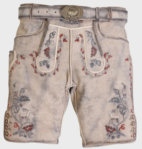 Pantalones cortos Lederhosen alemanes de alta calidad para hombre, traje bávaro Oktoberfest 100%, pantalones de cuero genuino - Product Image 1