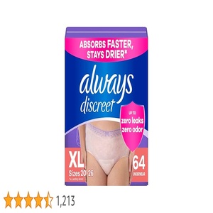 Sous-vêtements d'incontinence pour femmes et post-partum pour adultes, XL, jusqu'à 100% * Protection contre les fuites de vessie, 64 CT - Product Image 1