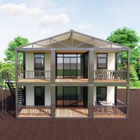 Villa Prefabricada Modular de Acero Portátil de 40 pies y 2 Pisos Personalizada para Hogar Familiar, Hotel, Oficina, Edificio Escolar, Centro Comercial, Apartamento
