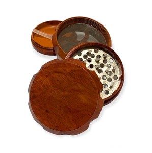 Natural Wood Grinder - Handmade Eco Minimalist 3 Pieces Matte Herb Grinder Aluminum Herb Grinder Price Products - Product Image 1