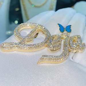 จี้ชื่อแบบกำหนดเองพร้อมเพชรโมอิสซาไนต์ทรงบริลเลียนต์ ชุบโรเดียม เงินแท้ 925 ของขวัญสำหรับงานปาร์ตี้สไตล์ฮิปฮอป - Product Image 4