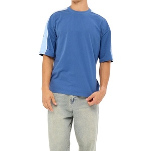 100% Cotton Jersey Customized <b>Down</b> Shoulder T-Shirt Wholesale Factory Price Half Sleeve Plain Blank Arm Panel Design Pattern - Product Image 2