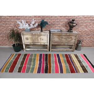 Alfombra de pasillo vintage de 2.5x7.6 pies, alfombra turca, alfombra marroquí roja Kilim - Product Image 2