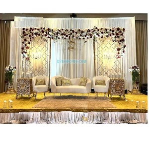 เชิงเทียนโลหะแบบคริสครอสสำหรับผนังต้อนรับงานแต่งงานของคริสเตียนของตกแต่งงานแต่งงานที่หรูหราสำหรับฉากหลังบนเวทีสำหรับงานแต่งงาน - Product Image 1