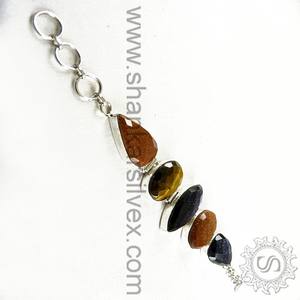 Solid 925 Silver Blue Sunstone Tiger Eye Sun Sitara Gemstone Trendy <b>Bracelet</b> New Original Best Selling Luxury Jewelry Wholesaler - Product Image 5