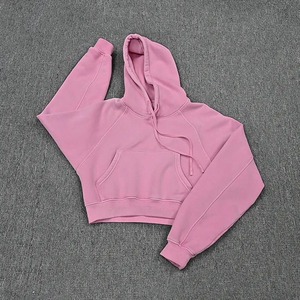 Sudadera con capucha recortada al por mayor para mujer, ropa de calle de moda con estampado de logotipo personalizado y cuello con capucha, ropa de punto corto para invierno - Product Image 1