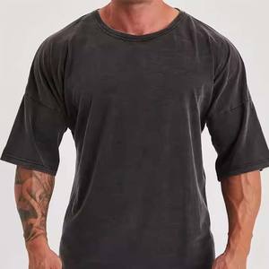 T-shirts pour hommes délavés 100% Cotton Street Wear t-shirts délavés à l'acide avec logo personnalisé de couleur Tean T-shirt à épaules tombantes oversize taille USA - Product Image 3