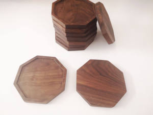 Premium handcrafted wooden <b>coaster</b> <b>set</b> designed with durable natural finish offering strong tabletop protection - Product Image 3