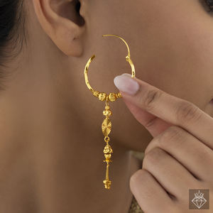 PRAO Anti-Tarnish Hoops with Leaf & Jhumki - Product Image 3