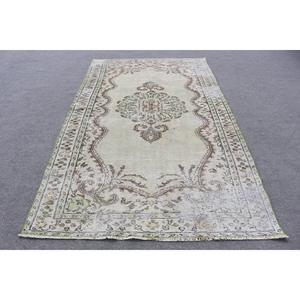 Alfombra Vintage Grande de 5x8.5 pies, Alfombra Turca, Alfombra Floral Verde - Product Image 1