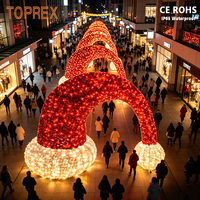 Éclairage LED 3D en forme de silhouette, motif chapeau de Père Noël, étanche IP65 pour extérieur, grand modèle commercial pour affichage en centre commercial et parc