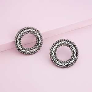Trendy Religious Stud <b>Earrings</b> Geometric Number Pattern with Bezel Setting for Party Gift 189658 Made Brass <b>Pearl</b> Diamond Inlay - Product Image 1