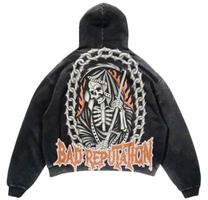 Logo personnalisé, streetwear d'hiver brodé, French Terry 500 g/m², 100 % coton, coupe ample, effet délavé à l'acide, coupe courte, style boxy - Product Image 3
