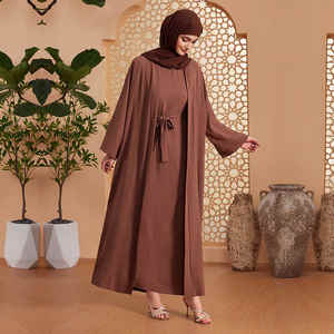 ชุดอาบายะห์มุสลิมผ้าไหมซาตินสั่งทำพิเศษ ป้องกันรอยยับ งานแฮนด์เมด สำหรับผู้หญิงไซส์เล็ก แรงบันดาลใจจากการละหมาด ผลิตในตุรกี ดูไบ แต่งระบาย - Product Image 3